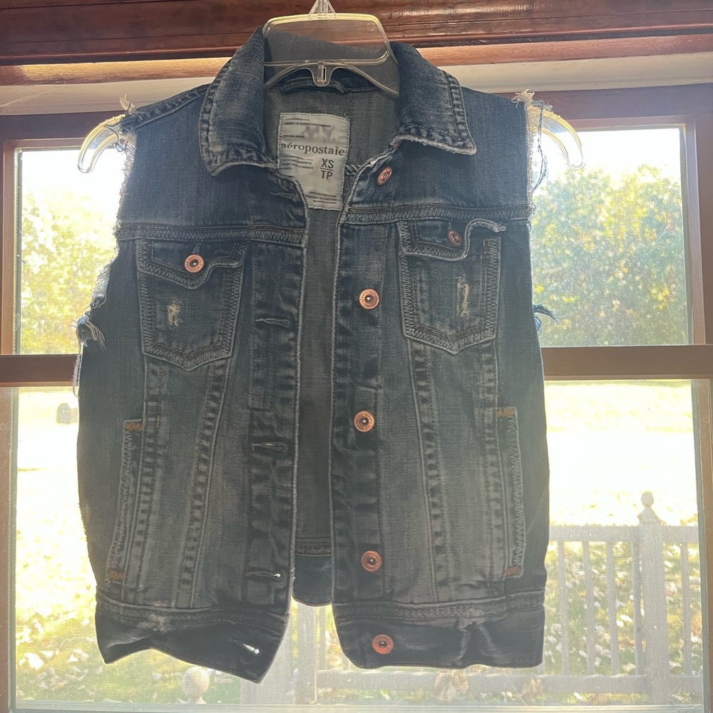Aeropostale Dark Blue Denim Vest